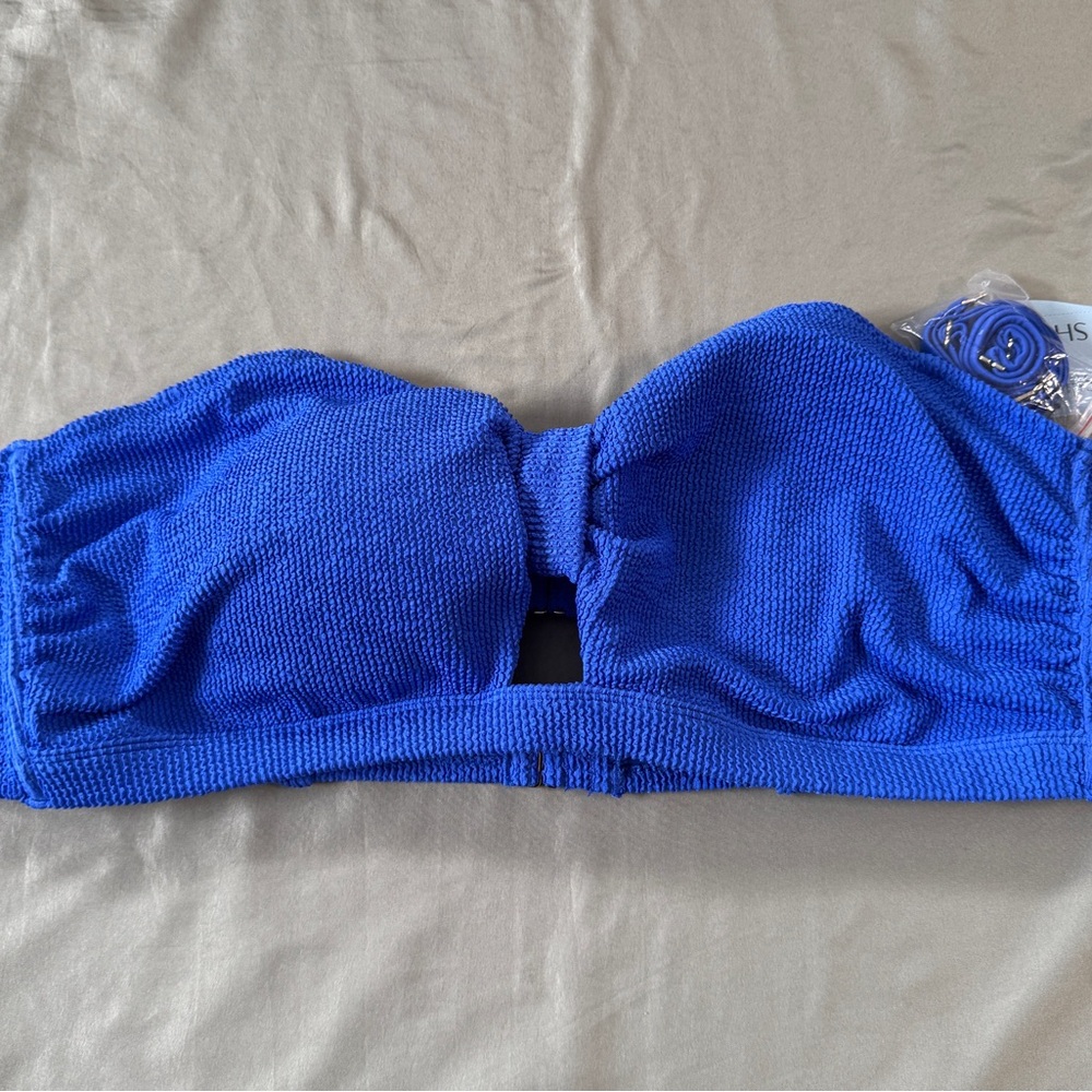 Shade & Shore pucker textured tab front bandeau Bikini top size 3X